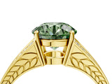 Yellow gold Fancy Green Round Cut Diamond Split Shank Ring with Pavé Band and Four-Prong Setting_48