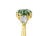 Yellow gold Fancy Green Round Cut Diamond Three-Stone Ring with Pear Side Stones and Four-Prong Setting_66