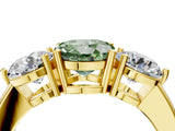 Yellow gold Fancy Green Round Cut Diamond Three-Stone Ring with Prong Setting and Classic Band_127