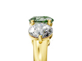 Yellow gold Fancy Green Round Cut Diamond Three-Stone Ring with Prong Setting and Classic Band_128