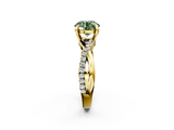 Yellow gold Fancy Green Round  Cut Diamond Twist Band Solitaire with Prong Setting_26