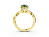 Yellow gold Fancy Green Round  Cut Diamond Twist Band Solitaire with Prong Setting_27