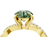 Yellow gold Fancy Green Round  Cut Diamond Twist Band Solitaire with Prong Setting_28