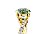 Yellow gold Fancy Green Round  Cut Diamond Twist Band Solitaire with Prong Setting_29