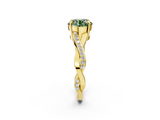 Yellow gold Fancy Green Round  Cut Diamond Twisted Band Engagement Ring with Prong Setting_5