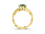 Yellow gold Fancy Green Round  Cut Diamond Twisted Band Engagement Ring with Prong Setting_6
