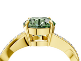 Yellow gold Fancy Green Round  Cut Diamond Twisted Band Engagement Ring with Prong Setting_7