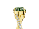 Yellow gold Fancy Green Round  Cut Diamond Twisted Band Engagement Ring with Prong Setting_8