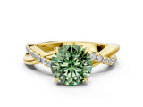 Yellow gold Fancy Green Round  Cut Diamond Twisted Band with Pavé Setting and Four-Prong Setting_20