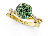 Yellow gold Fancy Green Round  Cut Diamond Twisted Band with Pavé Setting and Four-Prong Setting_21