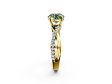 Yellow gold Fancy Green Round  Cut Diamond Twisted Band with Pavé Setting and Four-Prong Setting_22