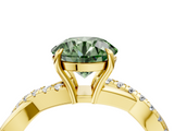 Yellow gold Fancy Green Round  Cut Diamond Twisted Band with Pavé Setting and Four-Prong Setting_24