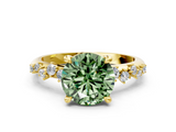 Yellow gold Fancy Green Round  Cut Diamond Vine Band with Four-Prong Setting_57