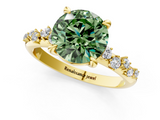 Yellow gold Fancy Green Round  Cut Diamond Vine Band with Four-Prong Setting_58