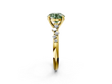 Yellow gold Fancy Green Round  Cut Diamond Vine Band with Four-Prong Setting_59