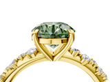 Yellow gold Fancy Green Round  Cut Diamond Vine Band with Four-Prong Setting_61