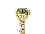Yellow gold Fancy Green Round  Cut Diamond Vine Band with Four-Prong Setting_62