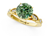 Yellow gold Fancy Green Round  Cut Diamond with Milgrain Marquise and Bezel Accents on a Solitaire Band with Prong Setting_190