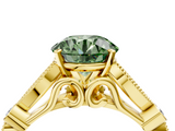 Yellow gold Fancy Green Round  Cut Diamond with Milgrain Marquise and Bezel Accents on a Solitaire Band with Prong Setting_193