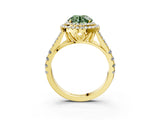 Yellow gold Fancy Green Round  Cut Double Halo Split Shank Diamond Ring with Prong Setting_51