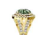 Yellow gold Fancy Green Round  Cut Double Halo Split Shank Diamond Ring with Prong Setting_53