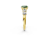 Yellow gold Fancy Green Round  Cut Five-Stone Prong Set Diamond Ring with Classic Band_35