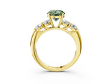 Yellow gold Fancy Green Round  Cut Five-Stone Prong Set Diamond Ring with Classic Band_36