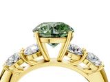 Yellow gold Fancy Green Round  Cut Five-Stone Prong Set Diamond Ring with Classic Band_37