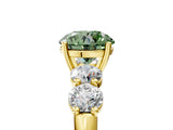 Yellow gold Fancy Green Round  Cut Five-Stone Prong Set Diamond Ring with Classic Band_38
