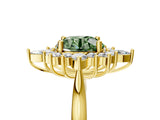 Yellow gold Fancy Green Round Cut Halo Diamond Cluster Ring with Marquise and Round Stones on a White Gold Band with Prong Setting_5
