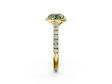 Yellow gold Fancy Green Round  Cut Halo Diamond Engagement Ring with Pave Band and Four-Prong Setting_30