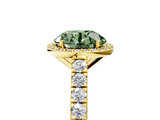 Yellow gold Fancy Green Round  Cut Halo Diamond Engagement Ring with Pave Band and Four-Prong Setting_33