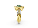 Yellow gold Fancy Green Round Cut Halo Diamond Engagement Ring with Pave Split Shank and Four-Prong Setting_20