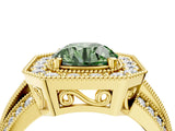 Yellow gold Fancy Green Round Cut Halo Diamond Engagement Ring with Pave Split Shank and Four-Prong Setting_22