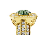 Yellow gold Fancy Green Round Cut Halo Diamond Engagement Ring with Pave Split Shank and Four-Prong Setting_23