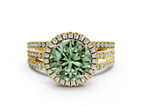 Yellow gold Fancy Green Round  Cut Halo Diamond Engagement Ring with Split Shank and Four-Prong Setting_20