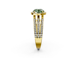 Yellow gold Fancy Green Round  Cut Halo Diamond Engagement Ring with Split Shank and Four-Prong Setting_22
