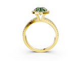 Yellow gold Fancy Green Round  Cut Halo Diamond Engagement Ring with Split Shank and Four-Prong Setting_23
