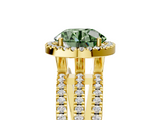 Yellow gold Fancy Green Round  Cut Halo Diamond Engagement Ring with Split Shank and Four-Prong Setting_25
