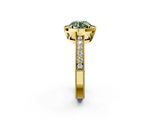 Yellow gold Fancy Green Round  Cut Halo Diamond Pave Band Ring with Four-Prong Setting_27