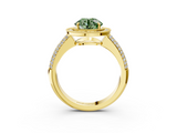 Yellow gold Fancy Green Round  Cut Halo Diamond Pave Band with Four-Prong Setting_40
