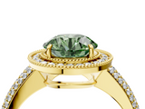 Yellow gold Fancy Green Round  Cut Halo Diamond Pave Band with Four-Prong Setting_41