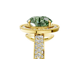 Yellow gold Fancy Green Round  Cut Halo Diamond Pave Band with Four-Prong Setting_42