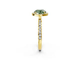 Yellow gold Fancy Green Round Cut Halo Diamond Pave Band with Prong Setting_2