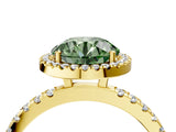 Yellow gold Fancy Green Round Cut Halo Diamond Pave Band with Prong Setting_4