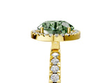 Yellow gold Fancy Green Round Cut Halo Diamond Pave Band with Prong Setting_5