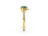 Yellow gold Fancy Green Round  Cut Halo Diamond Ring with Channel Set Band and Four-Prong Setting_34