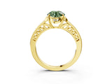Yellow gold Fancy Green Round  Cut Halo Diamond Ring with Channel Set Band and Four-Prong Setting_35