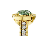 Yellow gold Fancy Green Round  Cut Halo Diamond Ring with Pavé Band and Four-Prong Setting_72