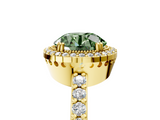Yellow gold Fancy Green Round  Cut Halo Diamond Ring with Pave Band and Four-Prong Setting_29